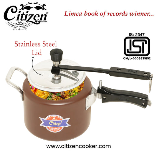 Citizen Smart Color Copper Matte with SS Lid & Induction + Gas Compatible Inner Lid Pressure Cooker (ISI Certified)