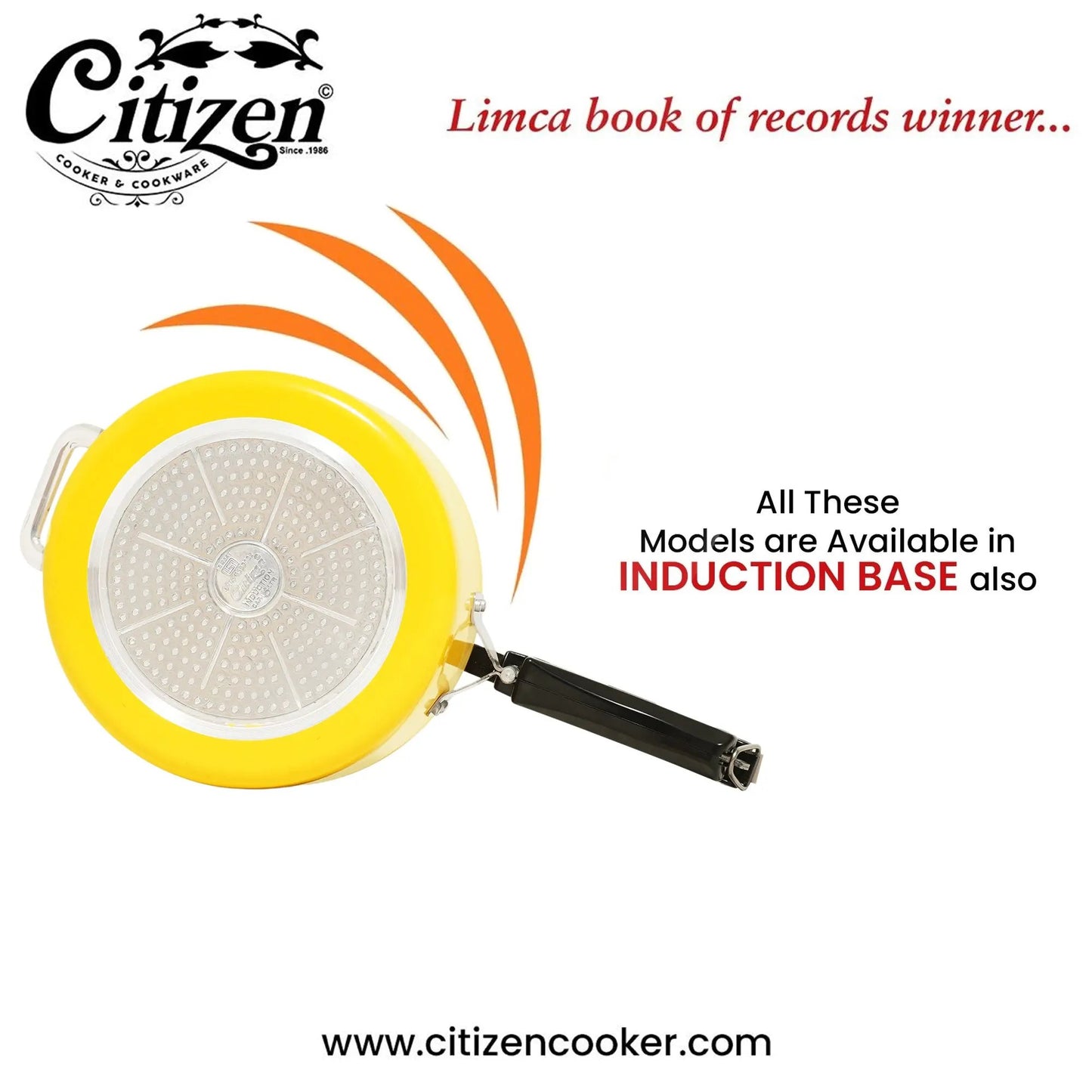 Citizen Smart Yellow Glossy with SS Lid & Induction + Gas Compatible Inner Lid Pressure Cooker (ISI Certified) Citizen
