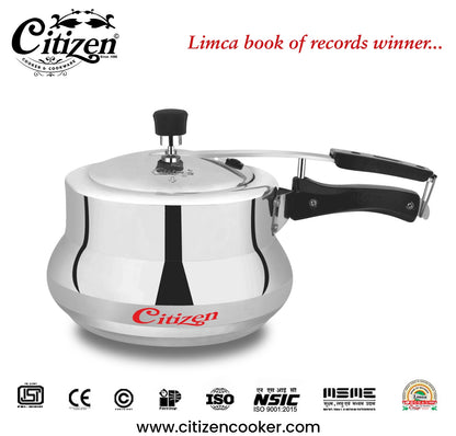 Citizen Marvel Mirror Finish Inner Lid Pressure Cooker with Gas Compatible (ISI Certified)