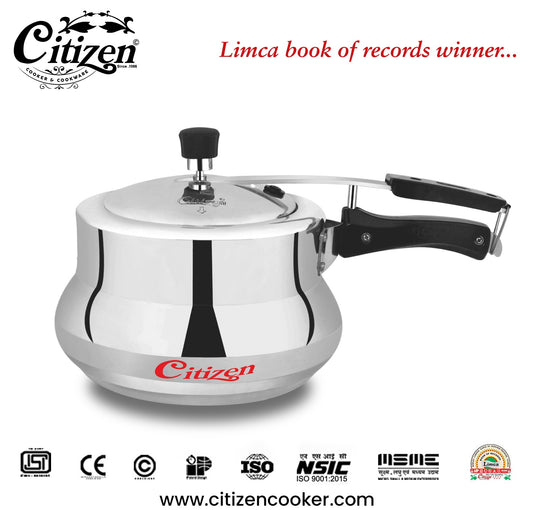 Citizen Marvel Mirror Finish Inner Lid Pressure Cooker with Gas Compatible (ISI Certified)