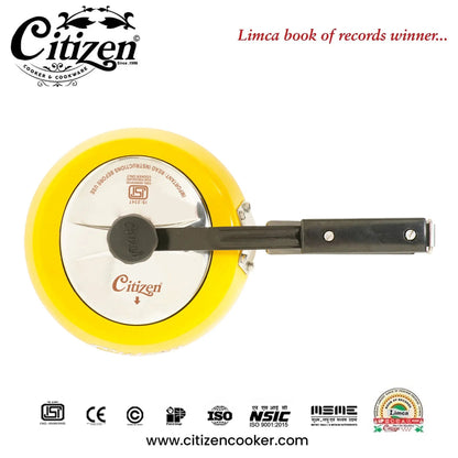Citizen Handi Color Yellow Glossy with SS Lid & Induction + Gas Compatible Inner Lid Pressure Cooker (ISI Certified) Citizen