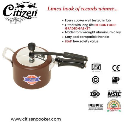 Citizen Smart Color Copper Matte with SS Lid & Induction + Gas Compatible Inner Lid Pressure Cooker (ISI Certified)