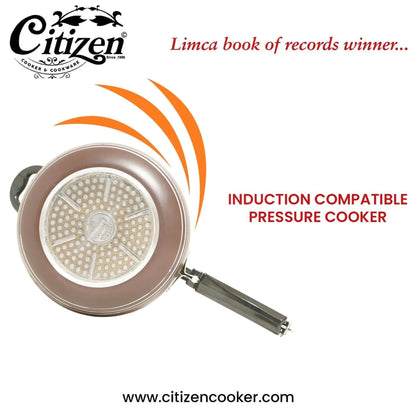 Citizen Handi Color Copper Matte with SS Lid & Induction + Gas Compatible Inner Lid Pressure Cooker (ISI Certified) Citizen