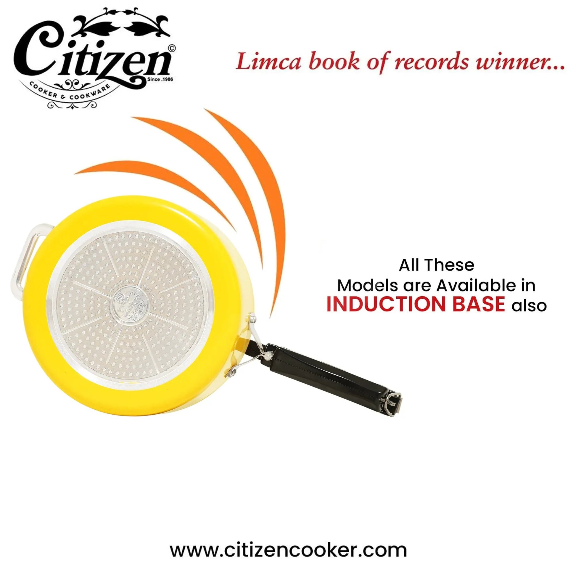 Citizen Smart Yellow Glossy with SS Lid & Induction + Gas Compatible Inner Lid Pressure Cooker (ISI Certified) Citizen