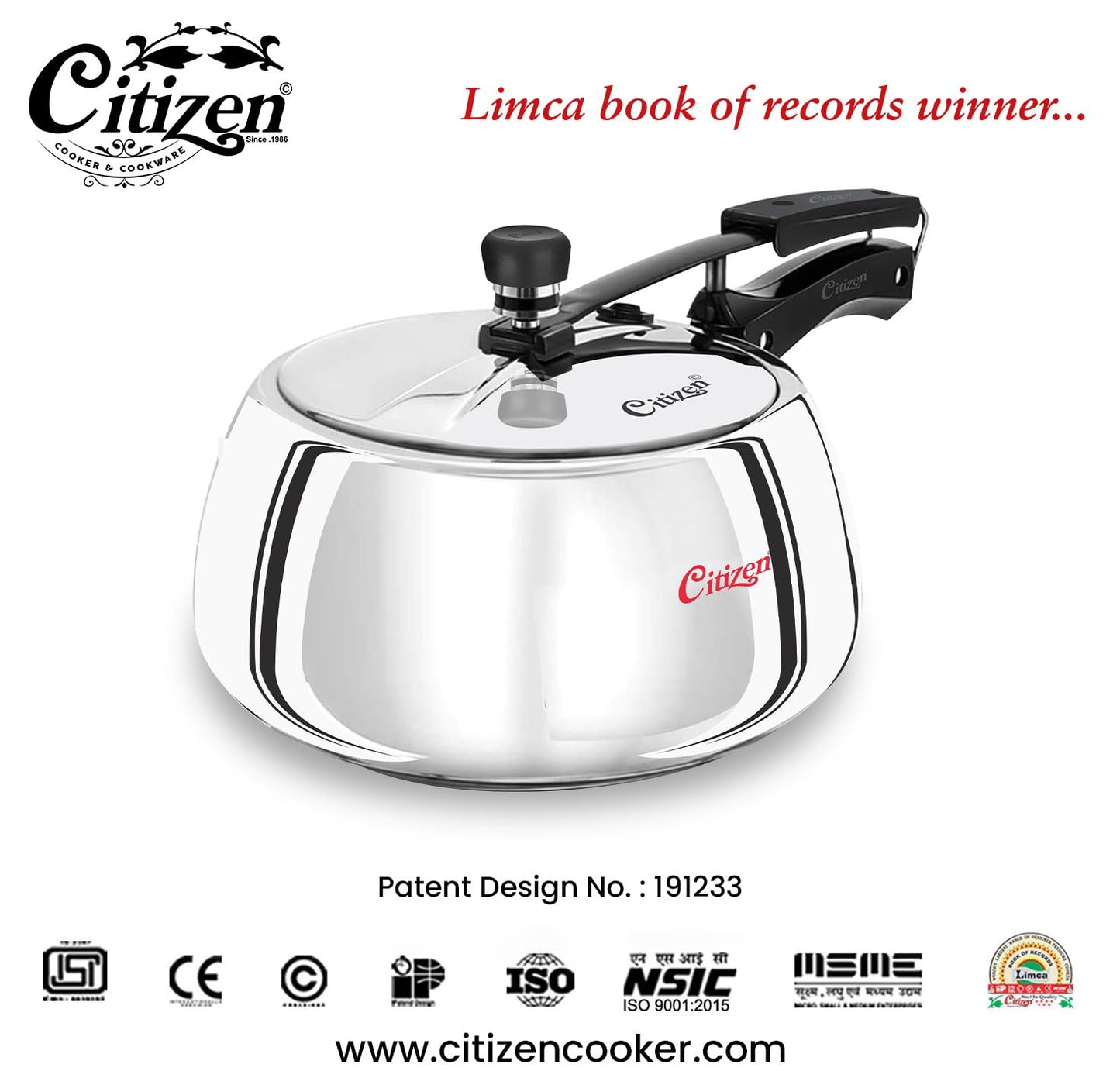 Citizen Handi TRI PLY Stainless Steel Inner Lid Pressure Cooker (ISI Certified, Induction and Gas Compatible)