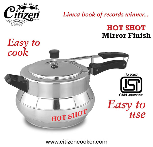 Citizen Hot Shot Matki Mirror Finish Inner Lid Pressure Cooker (ISI Certified)