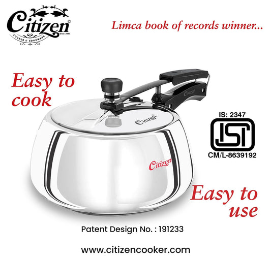 Citizen Handi TRI PLY Stainless Steel Inner Lid Pressure Cooker (ISI Certified, Induction and Gas Compatible)
