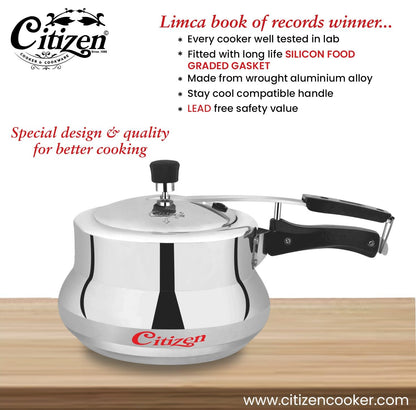 Citizen Marvel  Mirror Finish Induction Base Inner Lid Pressure Cooker (ISI Certified, Induction and Gas Compatible)