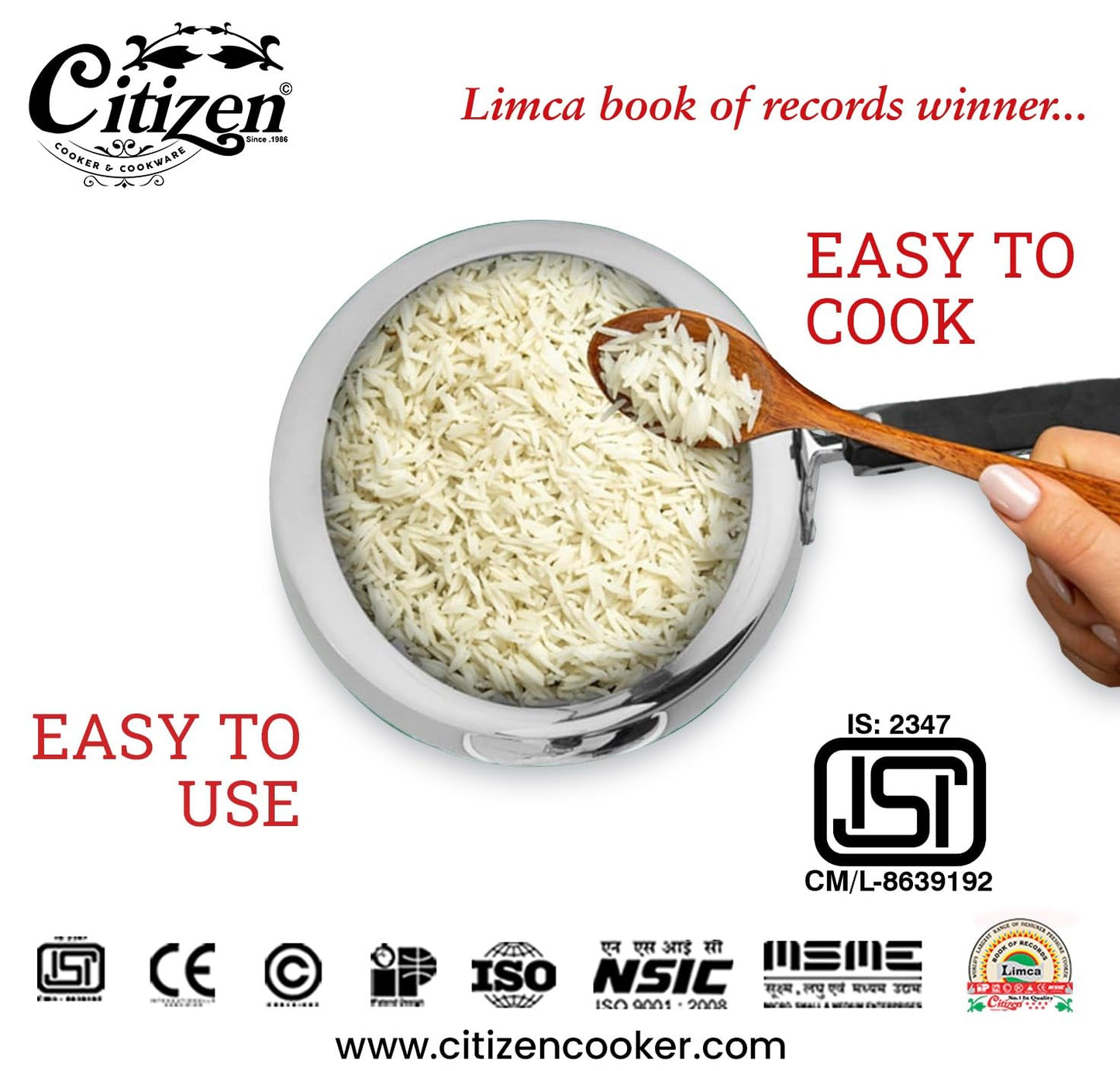 Citizen Marvel  Mirror Finish Induction Base Inner Lid Pressure Cooker (ISI Certified, Induction and Gas Compatible)